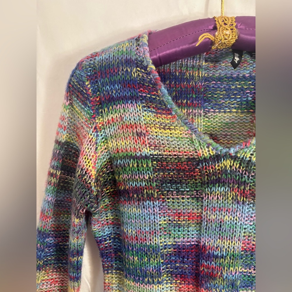 Y2K Rainbow Knit Long Sleeve girly Cozy Sweater Size L - Picture 10 of 16
